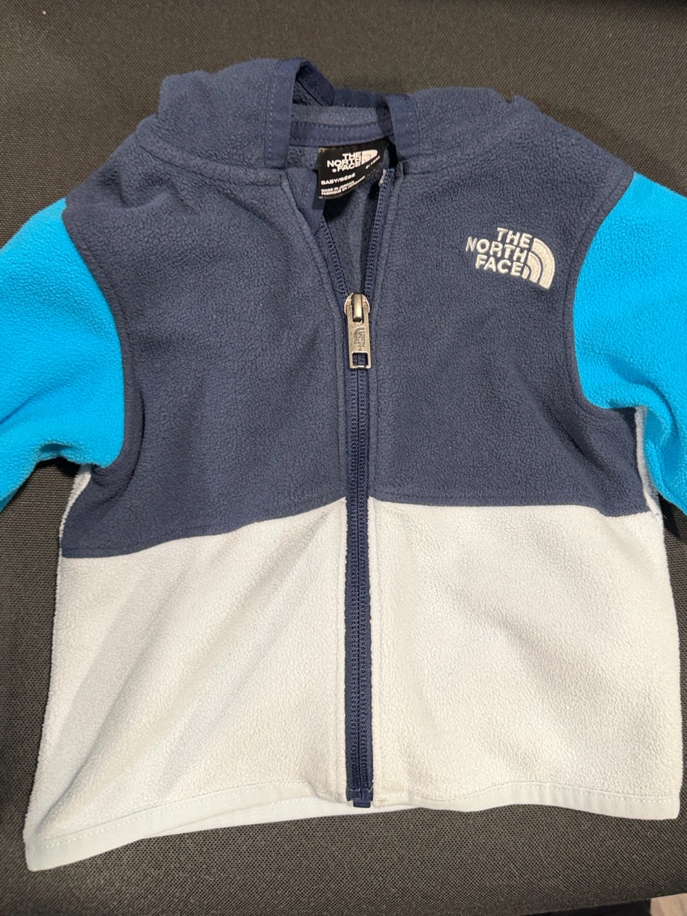 The North Face Kids Colorblock Fleece One-Piece - Navy, Light Blue, White